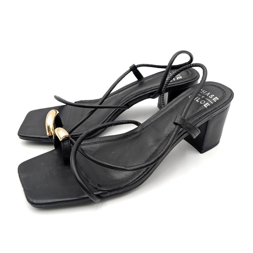 Chase and Chloe Darwyn Slingback Sandals Open Toe Women's Black Size US7.5 EU38